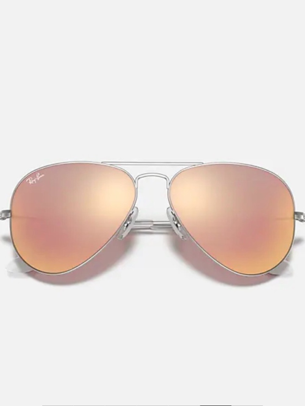 Ray-Ban Men’s Aviator Sunglasses - 
Silver Frame with Rose / copper flash Lenses